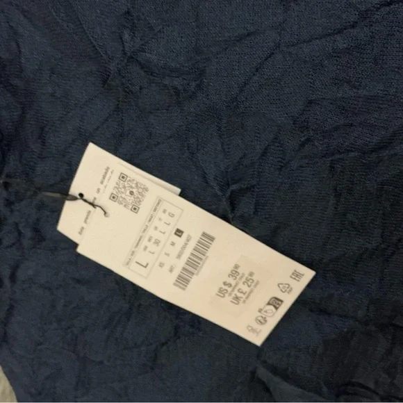 Zara Deep Blue Textured Fabric - Picture 2 of 4